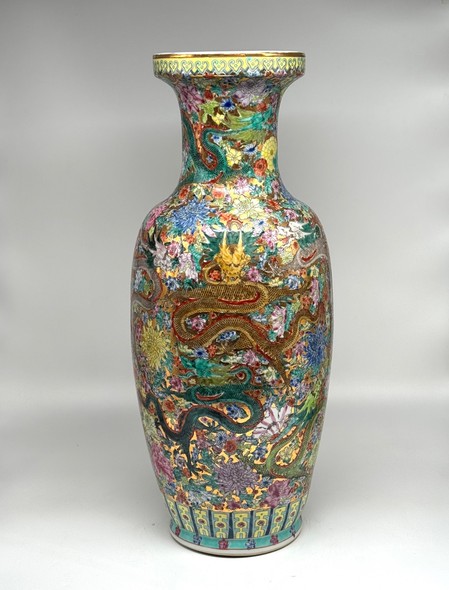 Cantonese enamel vase,
China