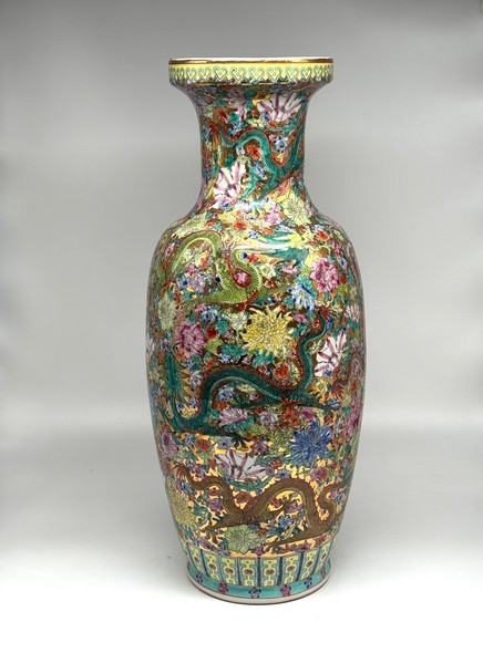 Cantonese enamel vase,
China