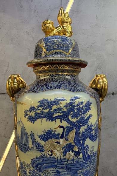 Vintage
paired Cranes vases