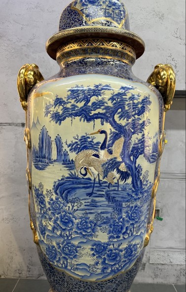 Vintage
paired Cranes vases