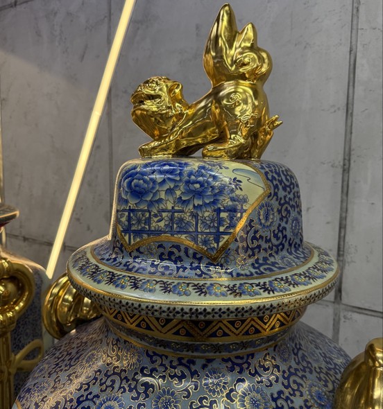 Vintage
paired Cranes vases