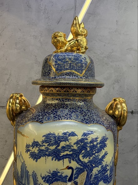 Vintage
paired Cranes vases