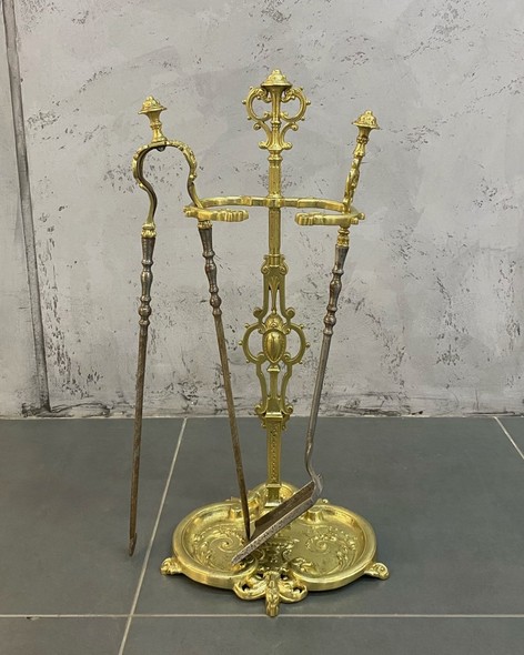 A vintage fireplace set