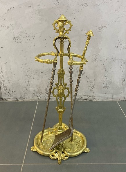 A vintage fireplace set