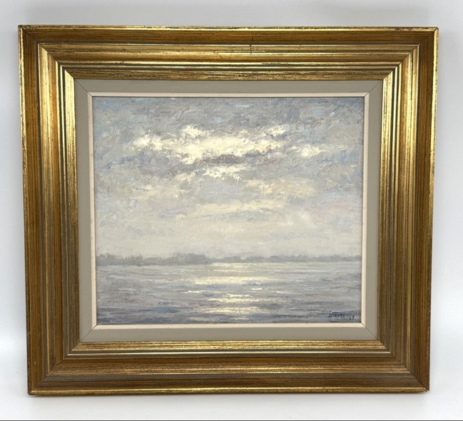 Vintage painting "Play of Light on the Scheldt"