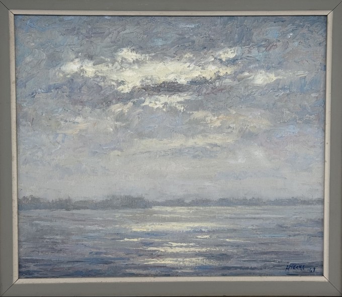 Vintage painting "Play of Light on the Scheldt"