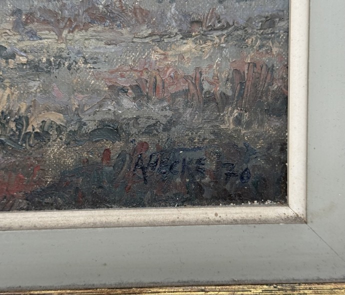 Vintage painting "Play of Light on the Scheldt".