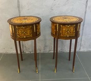Antique paired bedside tables, Marquetry Antique paired bedside tables, Marquetry