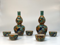 Antique sake set, Kutani Antique sake set, Kutani