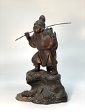 Antique sculpture "God Ebisu with fish" Antique sculpture "God Ebisu with fish"