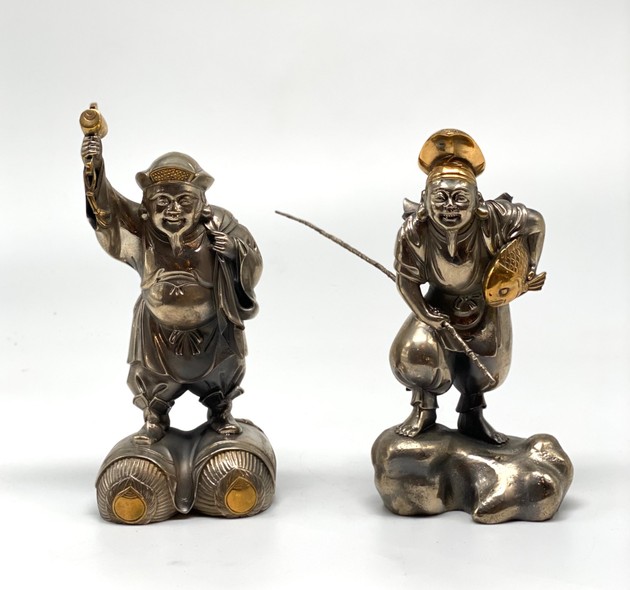 Paired sculpture "Ebisu and Daikoku", Takamura Koun