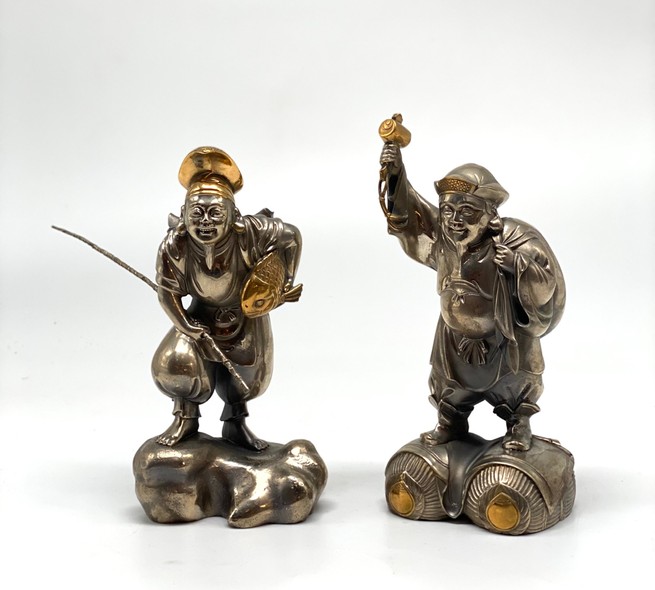 Paired sculpture "Ebisu and Daikoku", Takamura Koun