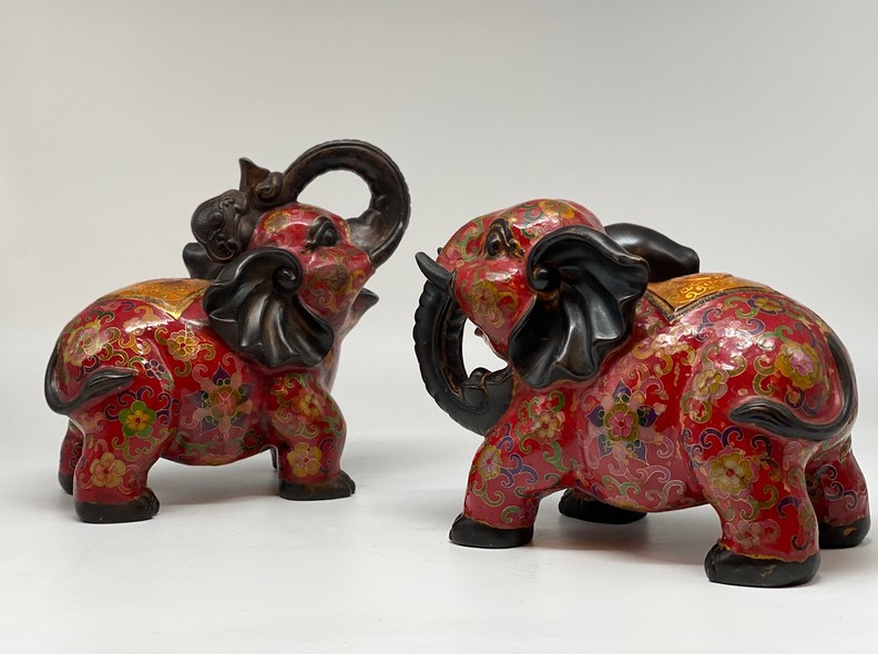 Vintage paired sculptures "Elephants"