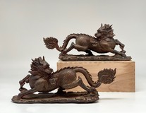Vintage Paired Qilin Sculptures