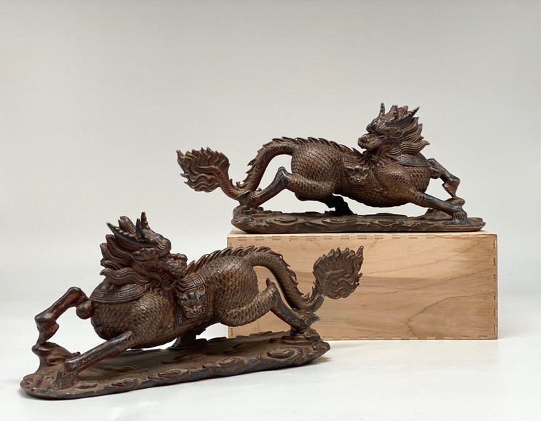 Vintage Paired Qilin Sculptures
