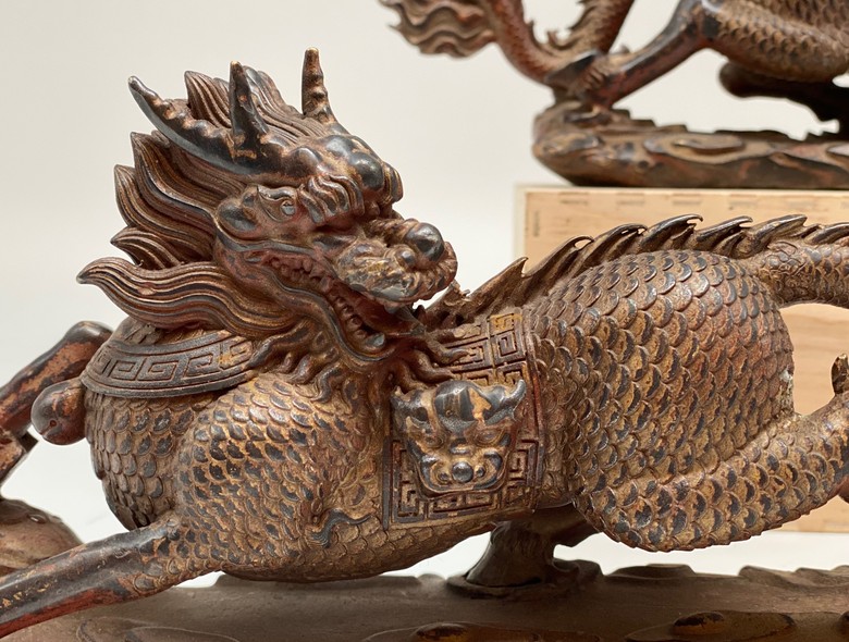 Vintage Paired Qilin Sculptures