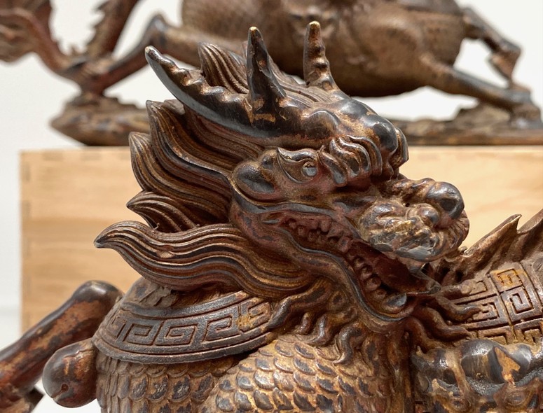 Vintage Paired Qilin Sculptures