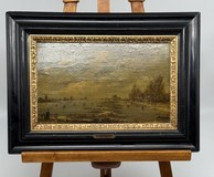 Antique painting "Skaters"
