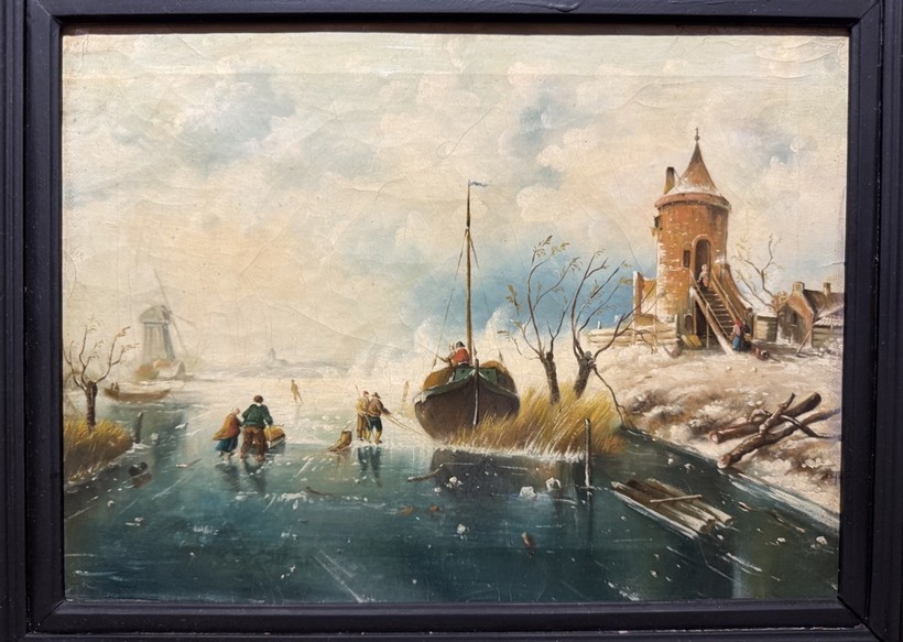 Antique painting "winter landscape"