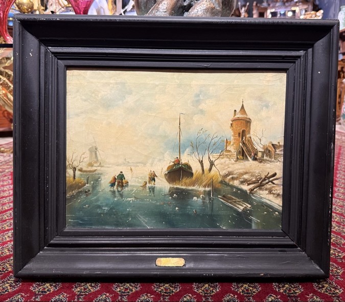 Antique painting "winter landscape"