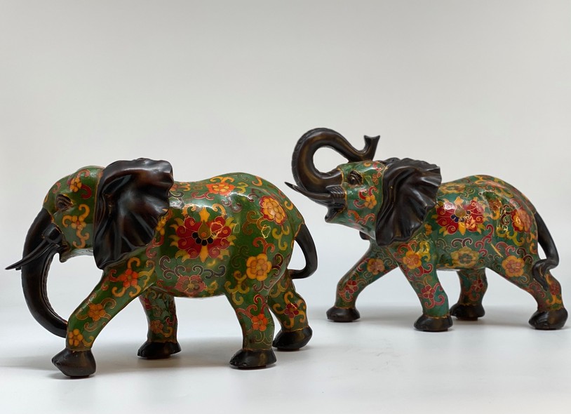 Vintage paired sculptures "Elephants"