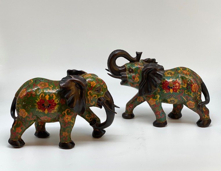 Vintage paired sculptures "Elephants"