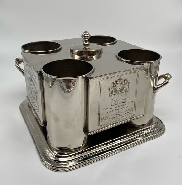 Antique cooler for four wine bottles