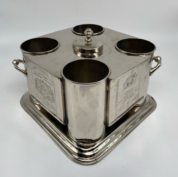 Antique cooler for four wine bottles