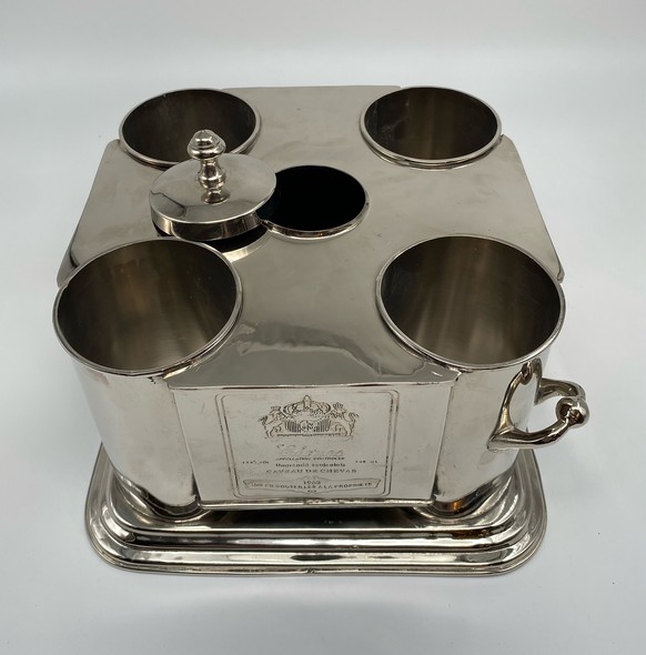 Antique cooler for four wine bottles