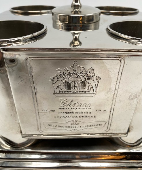 Antique cooler for four wine bottles