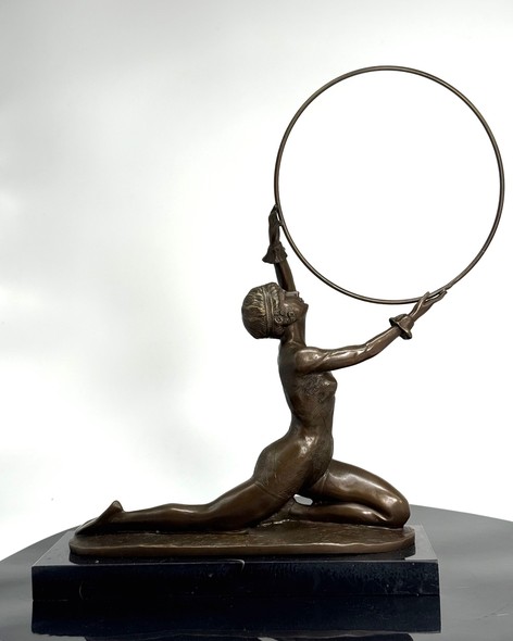 Vintage sculpture "Gymnast with a hoop"