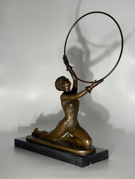 Vintage sculpture "Gymnast with a hoop"