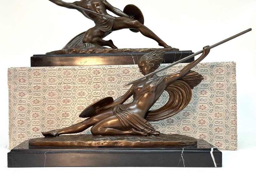 Винтажная скульптурная композиция «Воин и амазонка»