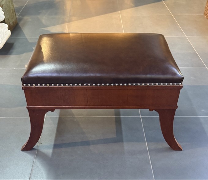 Antique brown leather banquette