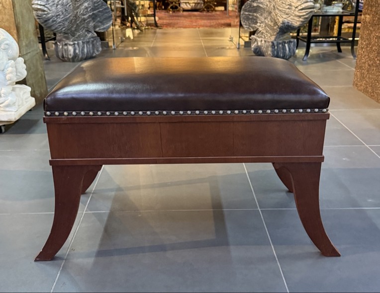 Antique brown leather banquette