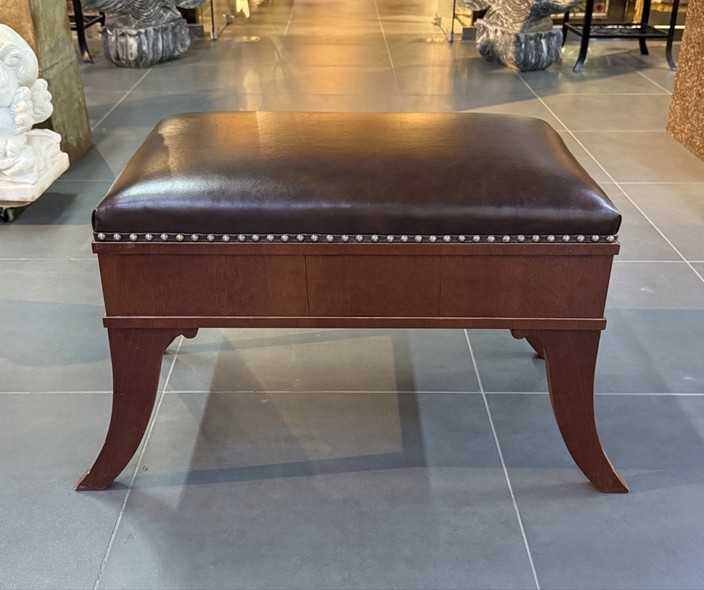 Antique brown leather banquette