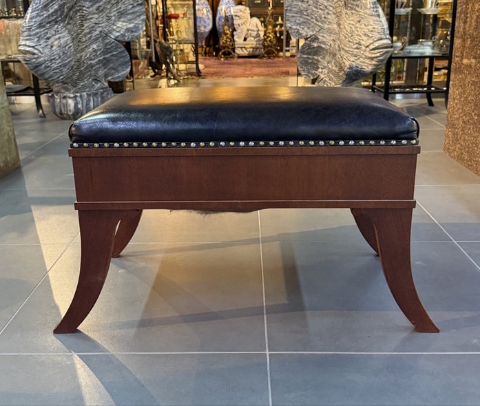 Antique brown leather banquette
