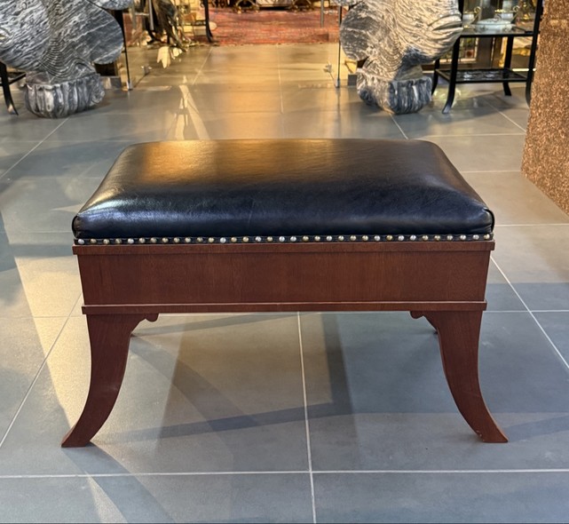 Antique brown leather banquette