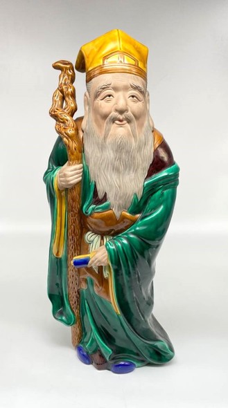 Antique Jurojin sculpture