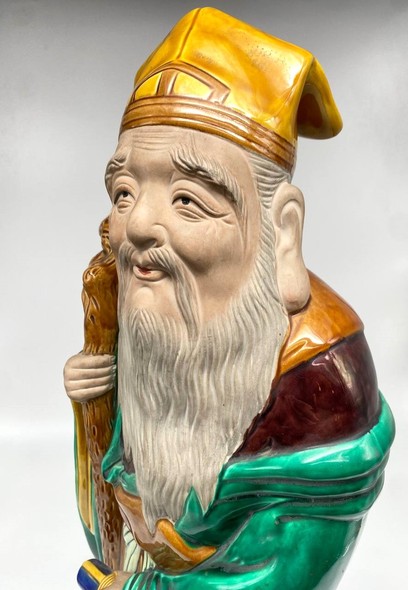 Antique Jurojin sculpture