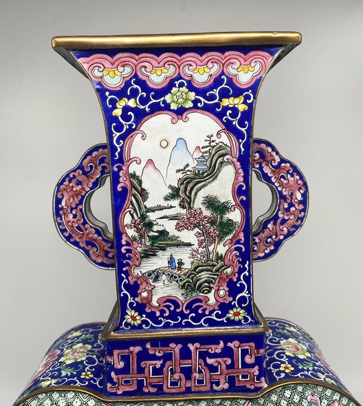 Antique cloisonne technique vase