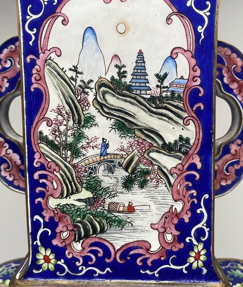 Antique cloisonne technique vase