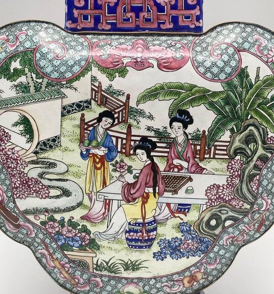 Antique cloisonne technique vase