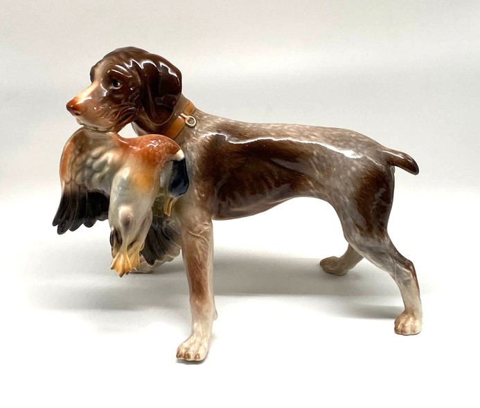 "Dog with a Bird in Its Mouth" Figurine