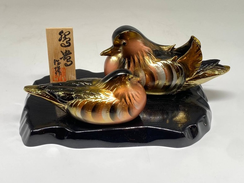 Vintage paired sculpture “Mandarin Ducks”