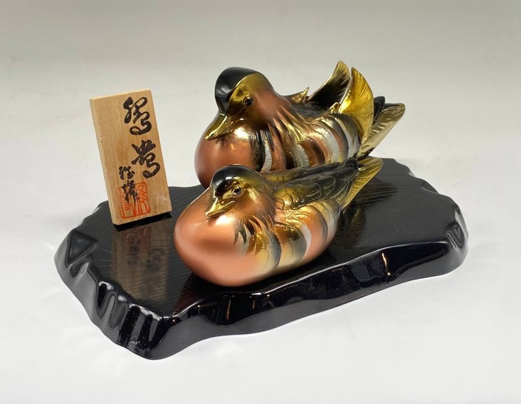 Vintage paired sculpture “Mandarin Ducks”