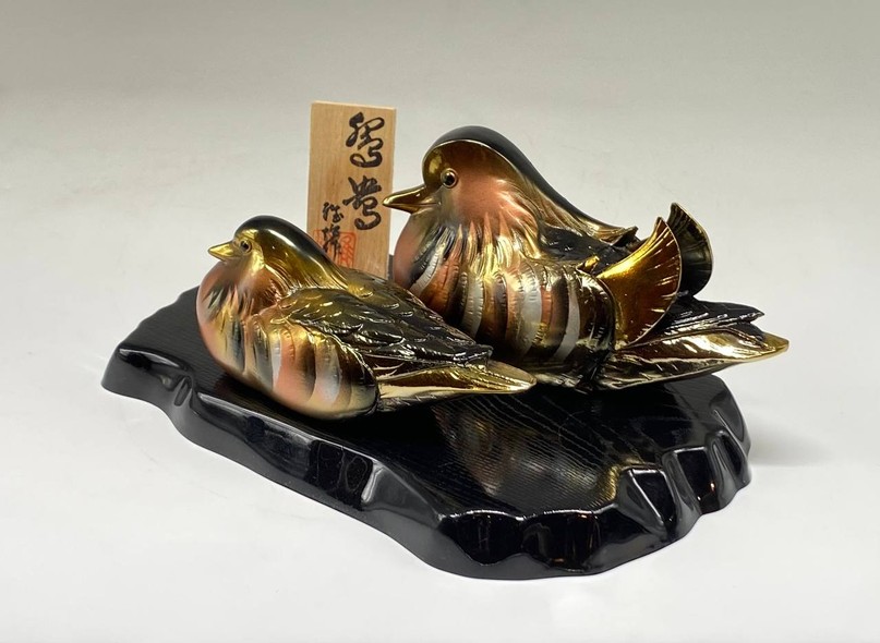 Vintage paired sculpture “Mandarin Ducks”