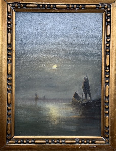 Antique painting
with a moon landscape
