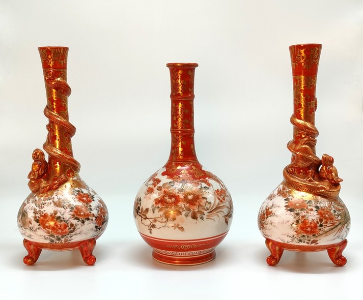 Antique set of three small vases