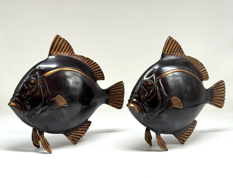 Vintage paired sculptures "Fish"